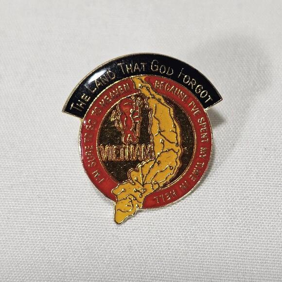 Other - Vintage US Military Lapel Pin "Vietnam The Land That God Forgot"